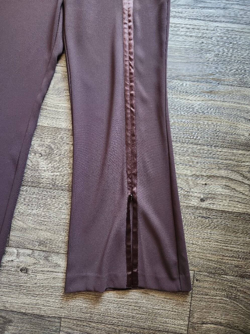 Cache Y2K Low Waist Brown Wide Leg Front Slit Trouser Pants Size 6 - Picture 4 of 8